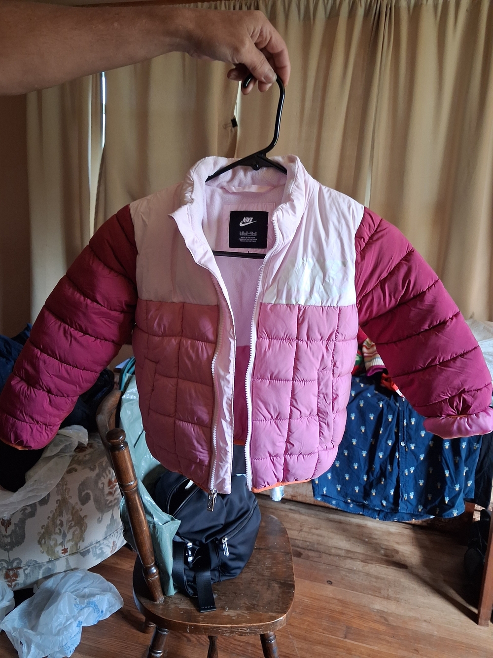 Nike Kids Pink & White Colorblock Puffer Jacket